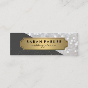 Gnistra Bokeh med Faux Metallic Guld-etikett Mini Visitkort