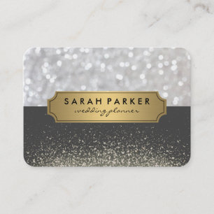 Gnistra Bokeh med Faux Metallic Guld-etikett Visitkort