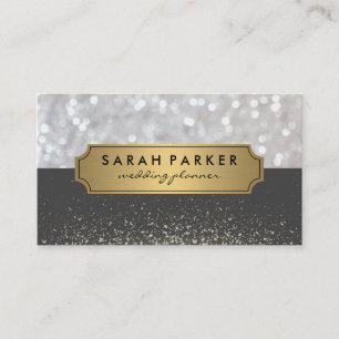 Gnistra Bokeh med Faux Metallic Guld-etikett Visitkort