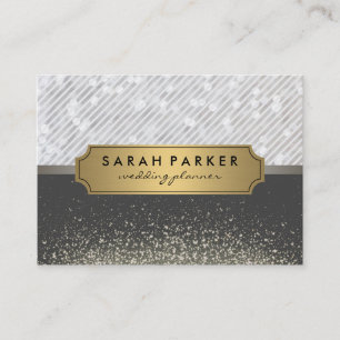 Gnistra Bokeh Metallic Guld-etikett med Rand Visitkort