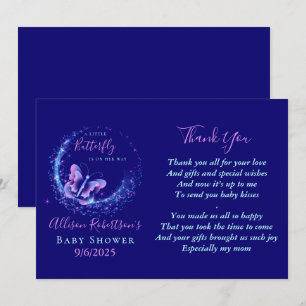 Gnistra Butterfly Girl Baby Shower Tack för ditt k Inbjudningar