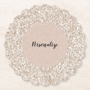 Gnistra Cream Glitz Glitter Underlägg Papper