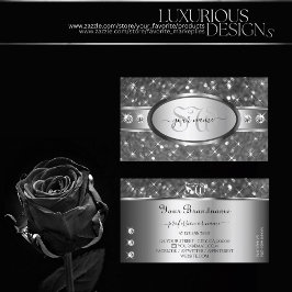 Gnistra Diamonds Initialer i Classy Silver Glitter Visitkort