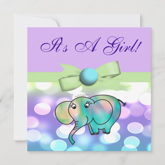 Gnistra Dots Pastel Elephant Baby Shower CSTM2 Inbjudningar (Framsida)