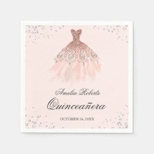 Gnistra Dress Ro Guld Quinceanera Napkin Pappersservett