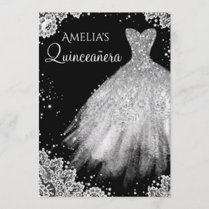Gnistra Dress White Black Snöre Quinceanera Inbjudningar