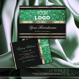 Gnistra Emerald Grönt Glitter lägger till Logotyp  Visitkort