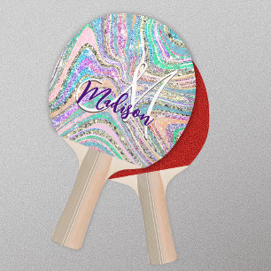 Gnistra enmajsregnbåge rosa mint marmor konst pingisracket