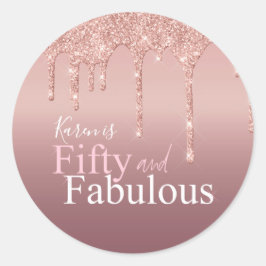 Gnistra Femtio och Fabulous Rosa Glitter födelseda Runt Klistermärke