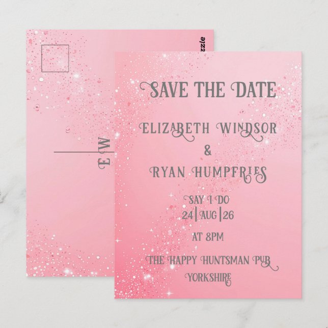 Gnistra för Grönt av elegant för Bröllop Vykort (Fram/baksida)