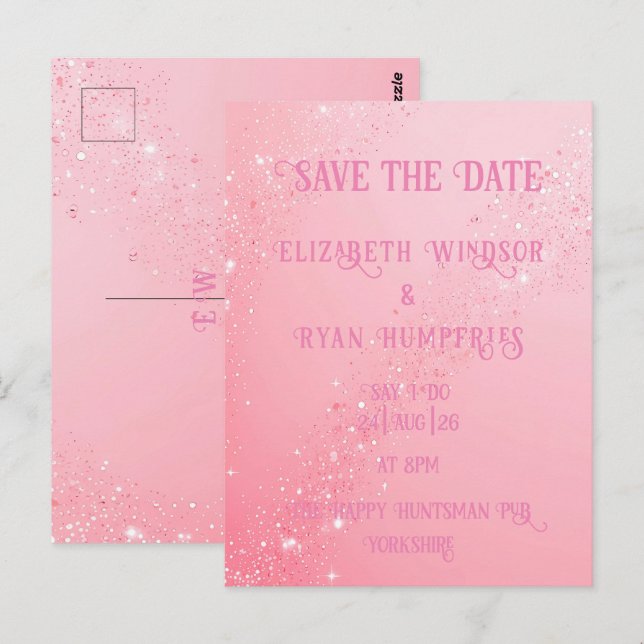 Gnistra för Grönt av elegant för Bröllop Vykort (Fram/baksida)