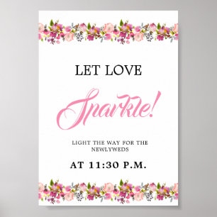 Gnistra för rosa Blommigt Skicka av Poster
