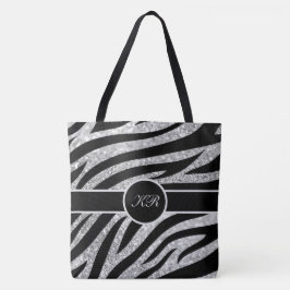 Gnistra Girly i Monogram Tiger Rand Silver Glitter Tygkasse