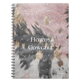 Gnistra Girly Rosa Black Guld Cowgirl Cowhide Anteckningsbok