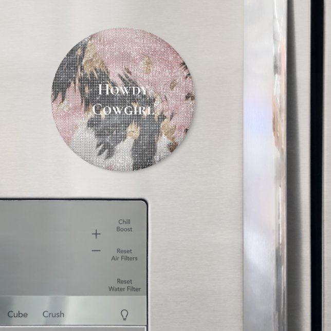 Gnistra Girly Rosa Black Guld Cowgirl Cowhide Magnet (In Situ (Fridge))