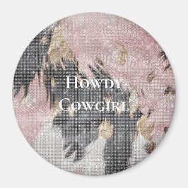 Gnistra Girly Rosa Black Guld Cowgirl Cowhide Magnet