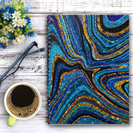 Gnistra Glam Glitter gigly marble art blue Anteckningsbok