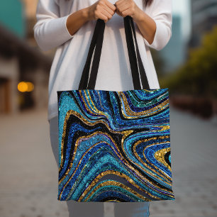 Gnistra Glam Glitter gigly marble art blue Tygkasse