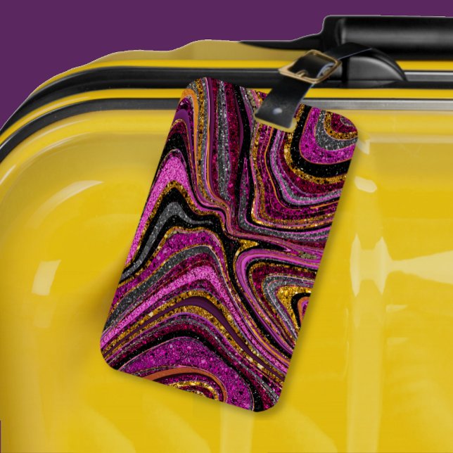 Gnistra Glam Glitter gigly marble art rosa Bagagebricka (Skapare uppladdad)