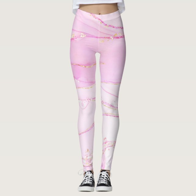 Gnistra Glam Glitter gigly marble art rosa Legging (Framsida)