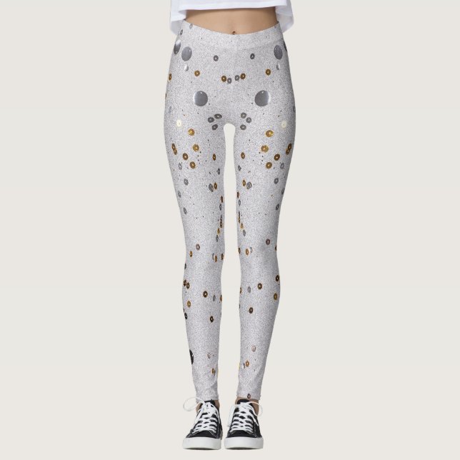 Gnistra Glam Glitter gilimarble art grått Leggings (Framsida)