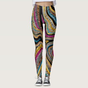 Gnistra Glam Glitter gilimarble art grått Leggings