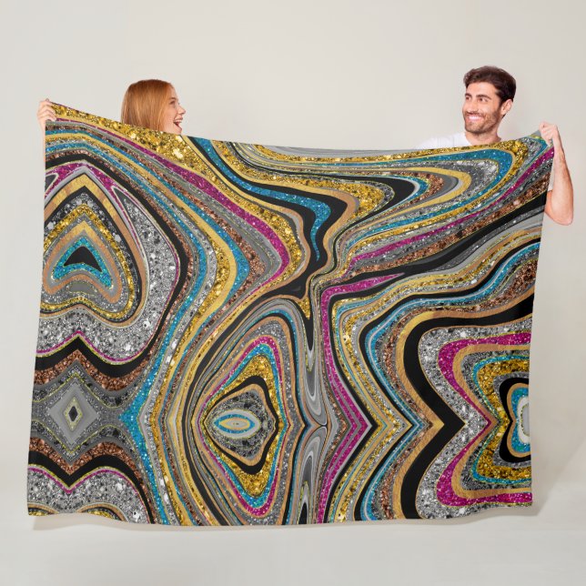 Gnistra Glam glittery girly marble art Fleecefilt (På plats)