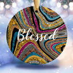 Gnistra Glam glittery girly marble art Julgransprydnad Keramik<br><div class="desc">En coola girig faux marble konst från glitter, som ligger i olika skuggor av rosa, fuchsia, svart, silver och guld. Elegant Glitter Monogram-dubblan förpassade ornament. Anpassa den enkelt genom att lägga till din unika text eller ta bort text - Gör din Speciella gåva - Ändra storlek och flytta eller ta...</div>