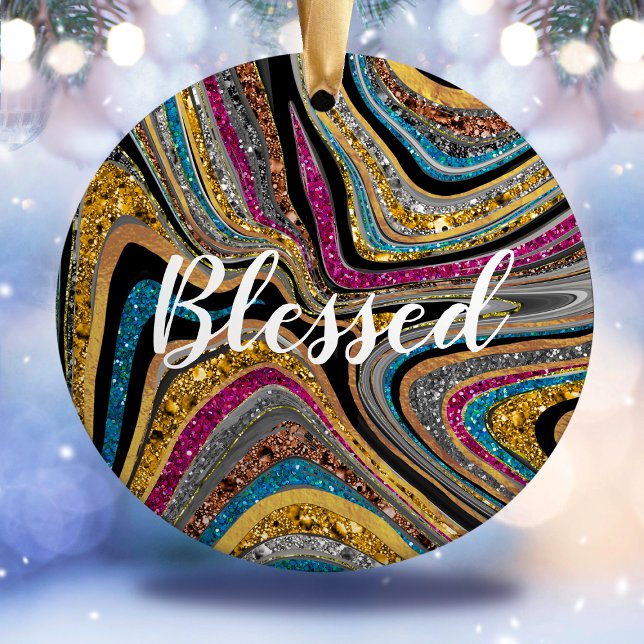 Gnistra Glam glittery girly marble art Julgransprydnad Keramik (Skapare uppladdad)