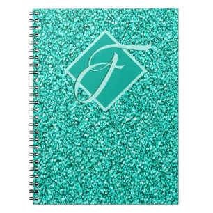 Gnistra Glam Turcos Blue Glitter Monogram Anteckningsbok