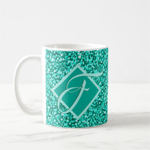 Gnistra Glam Turcos Blue Glitter Monogrammed Kaffemugg