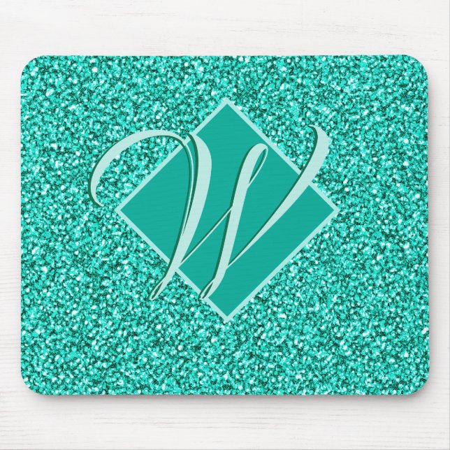 Gnistra Glam Turcos Blue Glitter Monogrammed Musmatta (Framsidan)