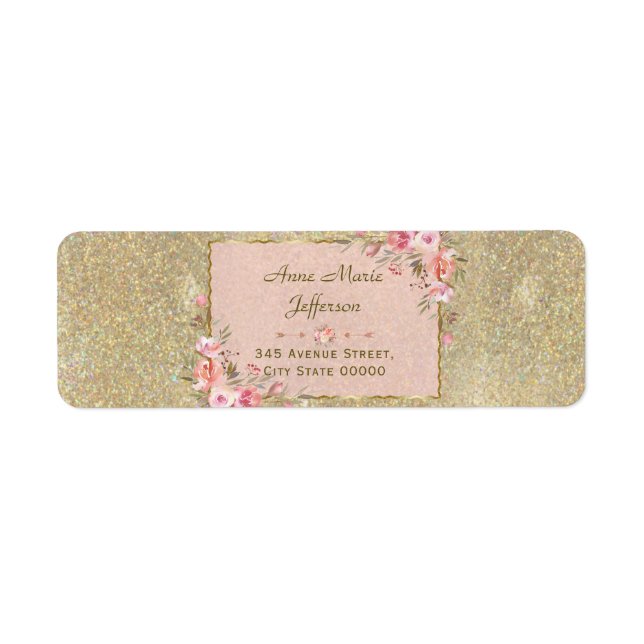 Gnistra Glitter,  Blommigten Bröllop Returadress Etikett (Framsidan)