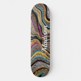 Gnistra Glitter giggla marble art grått skateboard