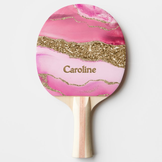 Gnistra Glitter gigly Marble Art Rosa Guld Pingisracket (Framsidan)