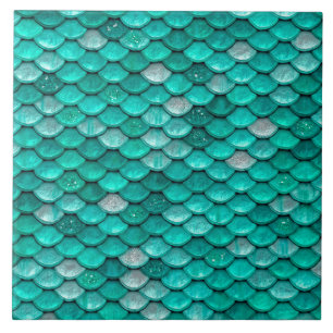 Gnistra Glitter Grönt Aqua Sjöjungfru Scales Kakelplatta