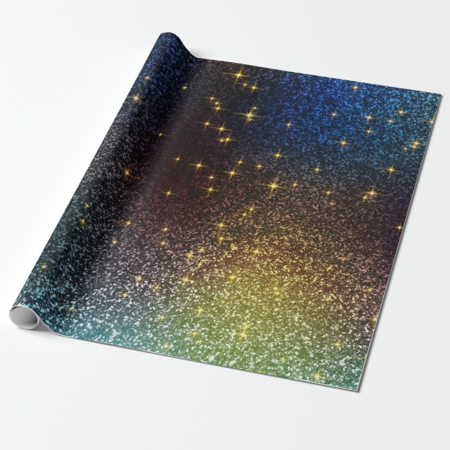 Gnistra glitter med färggradient färg presentpapper (Utrullad)