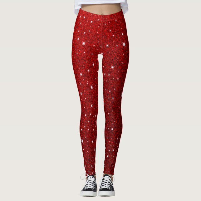 Gnistra Glitter Röda julbalar Leggings (Framsida)