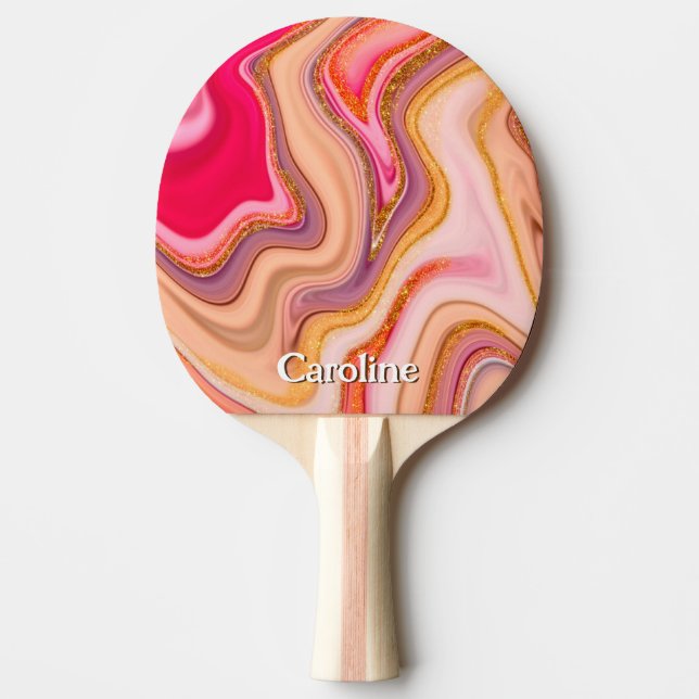 Gnistra Glitter Romly Marble Art Rosa Guld anpassn Pingisracket (Framsidan)