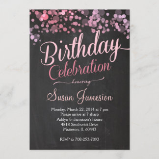 Gnistra Glitter Rosa Birthday Inbjudan