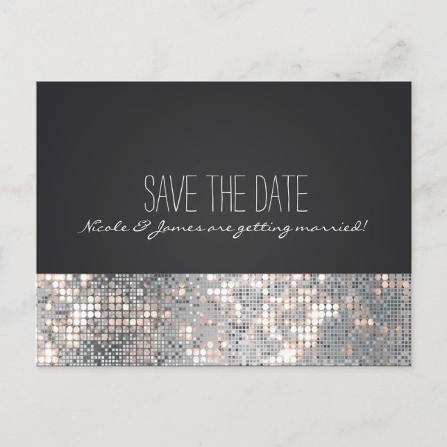 Gnistra Glitter Sequins Glamor Black Postcard Meddelande Vykort (Framsida)