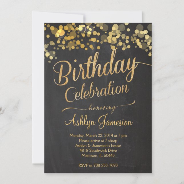 Gnistra Glitter Surprise Birthday-inbjudan Inbjudningar (Framsida)