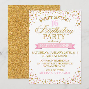 Gnistra Glitter vid Sweet sixteen-prickar Inbjudningar