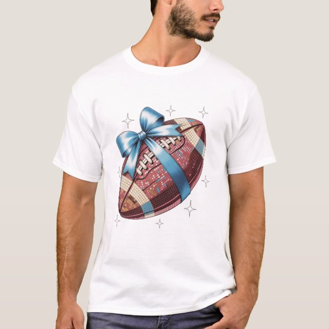 Gnistra Gridiron Football Gift med Blue Bow Graph T Shirt (Framsida)