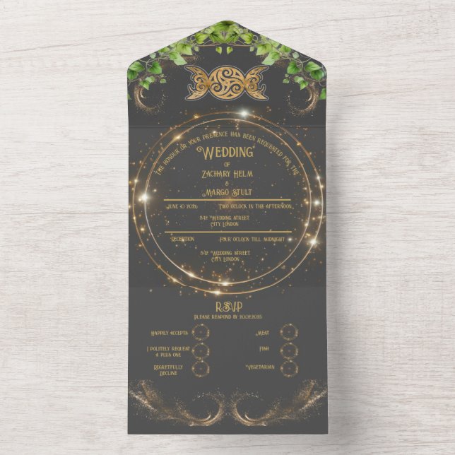 Gnistra Guld botaniskt kelestial allt på en Bröllo (Inside)