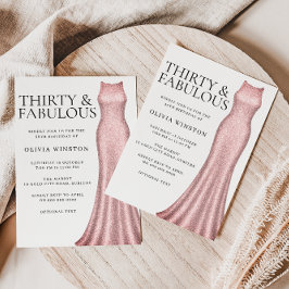 Gnistra Guld Dress Womans 30års födelsedag Party Inbjudningar