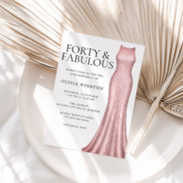 Gnistra Guld Dress Womans 40:e födelsedag Party Inbjudningar