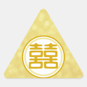 Gnistra Guld Dubbla Happity - Rund Triangelformat Klistermärke