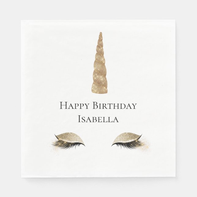 Gnistra Guld Glam Unicorn Pappersservett (Framsidan)