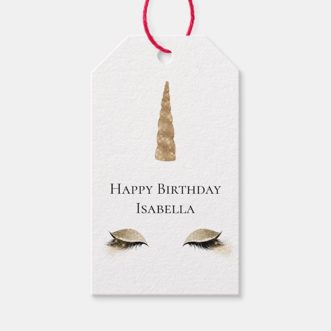 Gnistra Guld Glam Unicorn Presentetikett (Framsidan)